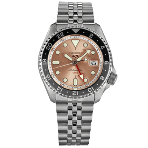 Seiko 5 Sports GMT Thong Sia Limited Edition Brown Dial Silver Steel Strap Watch for Men - SSK043K1 Authentic Buy Shop Now