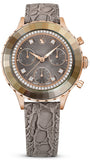 Swarovski Octea Chrono Grey Dial Grey Leather Strap Watch for Women - 5671153 Authentic Buy Shop Now