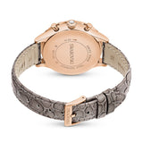 Swarovski Octea Chrono Grey Dial Grey Leather Strap Watch for Women - 5671153