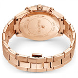 Swarovski Octea Lux Sport Chronograph Black Dial Rose Gold Steel Strap Watch for Women - 5610478 Authentic Buy Shop Now