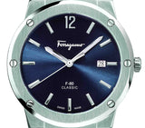 Salvatore Ferragamo F-80 Classic Blue Dial Silver Steel Strap Watch for Men - SFDT01320 Authentic Buy Shop Now