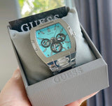 Guess Phoenix Multi Function Aqua Blue Dial Silver Steel Strap Watch for Men - GW0456G4 Authentic Buy Shop Now