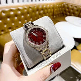 Michael Kors Tibby Multifunction Crystals Maroon Dial Rose Gold Steel Strap Watch for Women - MK4685 Authentic Buy Shop Now