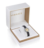 Versace Virtus Quartz White Dial Black Leather Strap Watch For Women - VET300421 Authentic Buy Shop Now