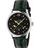 Gucci G-Timeless Black Dial Green Leather Strap Unisex Watch - YA126326 Authentic Buy Shop Now