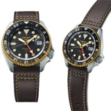 Seiko 5 Sports SKX GMT Automatic Mocha Black Dial Brown Leather Strap Watch For Men - SSK036K1 Authentic Buy Shop Now