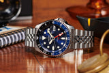 Seiko 5 Sports GMT SKX Automatic Blueberry Dial Silver Steel Strap Watch For Men - SSK003K1 Authentic Buy Shop Now