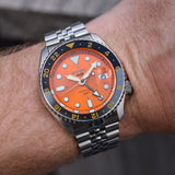 Seiko 5 Sports GMT Automatic Orange Dial Silver Steel Strap Watch For Men - SSK005K1 Authentic Buy Shop Now