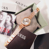 Guess Whisper Silver Dial Rose Gold Mesh Bracelet Watch for Women - W1084L3 Authentic Buy Shop Now