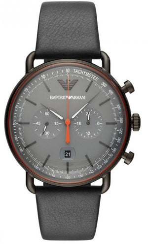Emporio Armani Aviator Grey Dial Grey Leather Strap Watch For Men - AR11168 Authentic Buy Shop Now