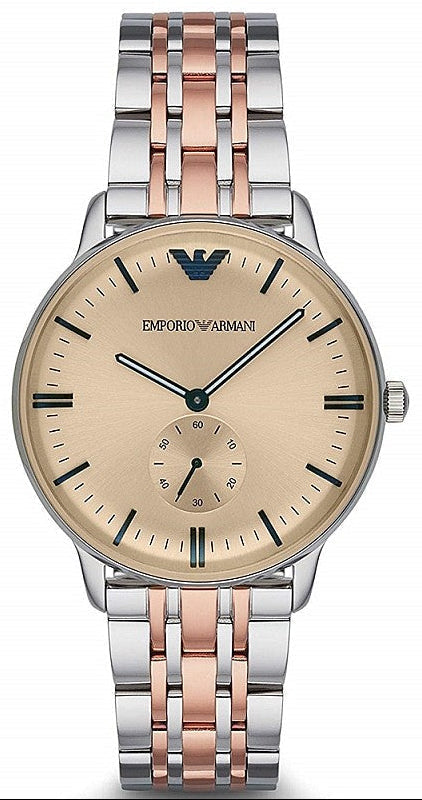 Emporio Armani Classic Beige Dial Two Tone Steel Strap Watch for Men - AR2070 Authentic Buy Shop Now