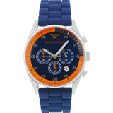 Emporio Armani Chronograph Blue Dial Blue Rubber Strap Watch For Men - AR5864 Authentic Buy Shop Now