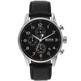 Hugo Boss Navigator Black Dial Black Leather Strap Watch for Men - 1513678 Authentic Buy Shop Now