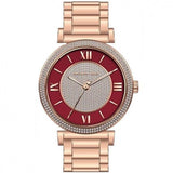 Michael Kors Caitlin Red Dial Rose Gold Stainless Steel Strap Watch for Women - MK3377 Authentic Buy Shop Now