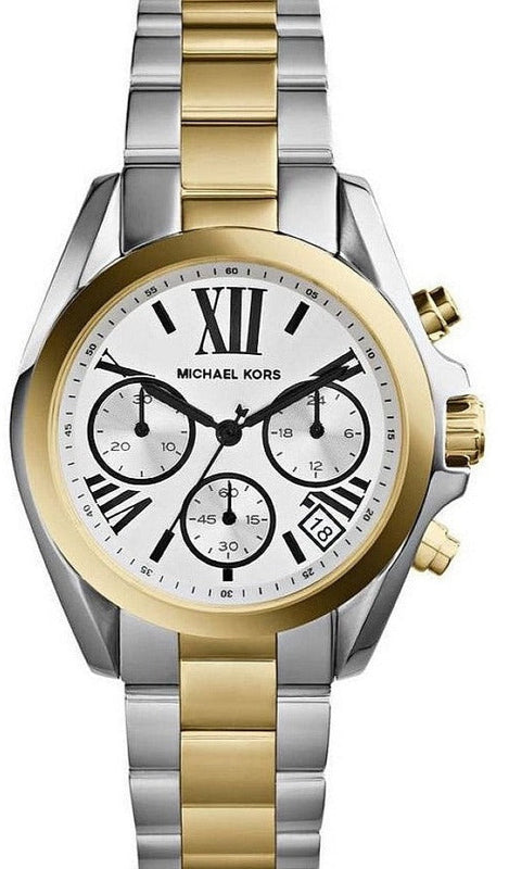 Michael Kors Bradshaw Chronograph Silver Dial Two Tone Steel Strap Watch For Women - MK5855 Authentic Buy Shop Now