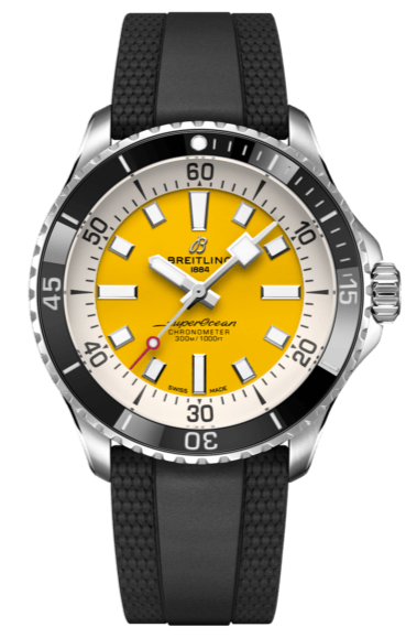 Breitling Superocean Automatic 42mm Yellow Dial Black Rubber Strap Watch for Men - A17375211/1S1 Authentic Buy Shop Now