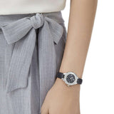 Swarovski Lovely Crystals Mother of Pearl Black Dial Black Leather Strap Watch for Women - 5242898 Authentic Buy Shop Now