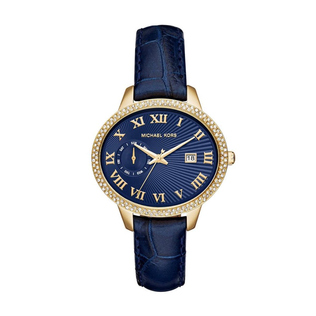 Michael Kors Whitley Quartz Blue Dial Blue Leather Strap Watch For Women - MK2429 Authentic Buy Shop Now