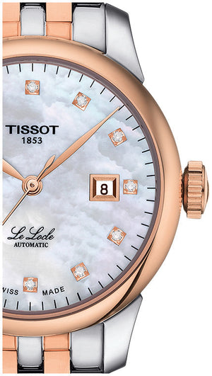 Tissot Le Locle Automatic Diamonds Mother of Pearl White Dial Two Tone Steel Strap Watch For Women - T006.207.22.116.00 Authentic Buy Shop Now