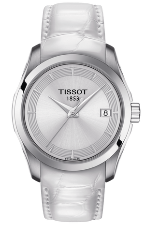 Tissot Couturier Lady Silver Dial White Leather Strap Watch For Women - T035.210.16.011.00 Authentic Buy Shop Now