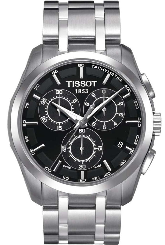 Tissot Couturier Chronograph Black Dial Silver Steel Strap Watch For Men - T035.617.11.051.00 Authentic Buy Shop Now