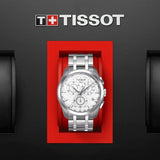 Tissot T Classic Couturier Chronograph White Dial Silver Steel Strap Watch For Men - T101.617.11.031.00 Authentic Buy Shop Now
