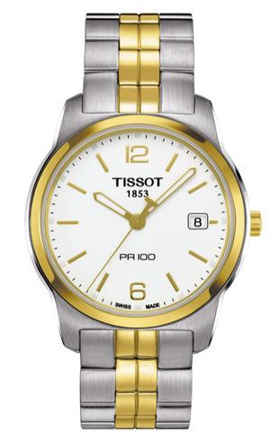Tissot T Classic PR100 White Dial Two Tone Steel Strap Watch For Women - T049.210.22.032.00 Authentic Buy Shop Now