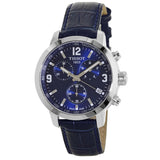 Tissot PRC 200 Chronograph Blue Dial Blue Leather Strap Watch For Men - T055.417.16.047.00 Authentic Buy Shop Now