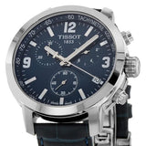Tissot PRC 200 Chronograph Blue Dial Blue Leather Strap Watch For Men - T055.417.16.047.00 Authentic Buy Shop Now