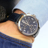 Tissot PRC 200 Chronograph Blue Dial Blue Leather Strap Watch For Men - T055.417.16.047.00 Authentic Buy Shop Now