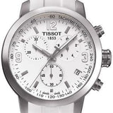 Tissot PRC 200 Chronograph White Dial White Leather Strap Watch For Men - T055.417.16.017.00 Authentic Buy Shop Now