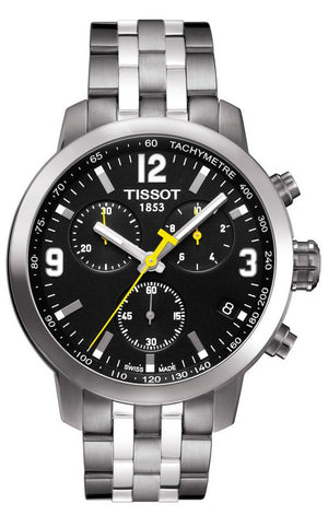 Tissot PRC 200 Chronograph Black Dial Stainless Steel Watch For Men - T0554171105700 Authentic Buy Shop Now