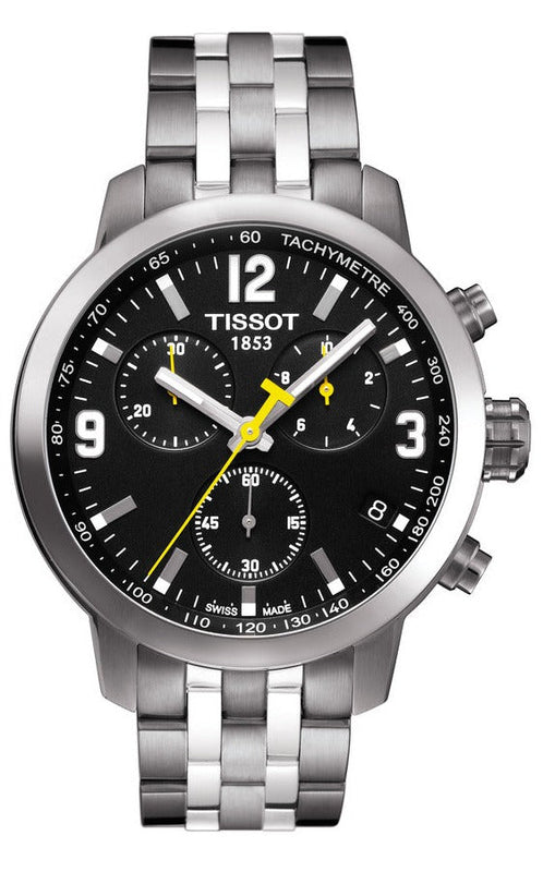 Tissot PRC 200 Chronograph Black Dial Stainless Steel Watch For Men - T0554171105700 Authentic Buy Shop Now