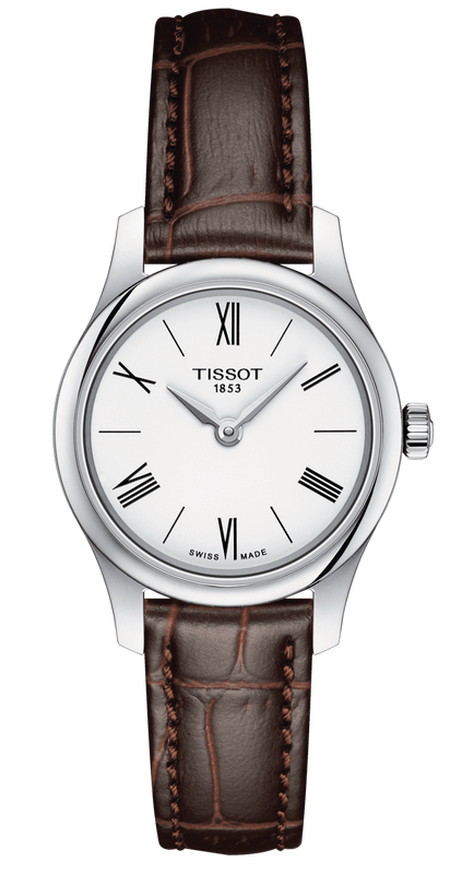 Tissot Tradition 5.5 Lady Silver Dial Brown Leather Strap Watch for Women - T063.009.16.018.00 Authentic Buy Shop Now