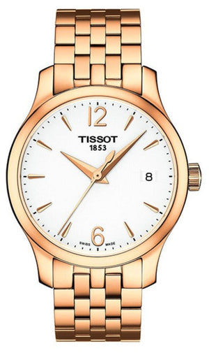 Tissot T Classic Tradition Lady White Dial Rose Gold Steel Strap Watch for Women - T063.210.33.037.00 Authentic Buy Shop Now