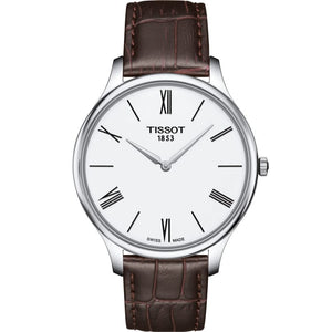 Tissot T Classic Tradition 5.5 Quartz White Dial Brown Leather Strap Watch For Men - T063.409.16.018.00 Authentic Buy Shop Now