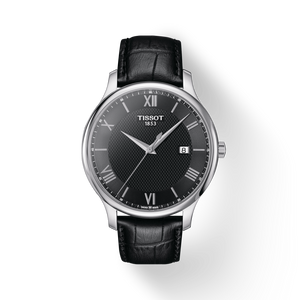 Tissot T Classic Tradition Quartz Black Dial Black Leather Strap Watch For Men - T063.610.16.058.00 Authentic Buy Shop Now