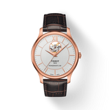 Tissot Tradition Powermatic 80 Open Heart Silver Dial Brown Leather Strap Watch For Men - T063.907.36.038.00 Authentic Buy Shop Now