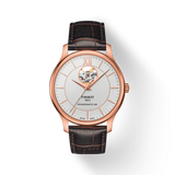 Tissot Tradition Powermatic 80 Open Heart Silver Dial Brown Leather Strap Watch For Men - T063.907.36.038.00 Authentic Buy Shop Now
