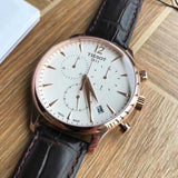 Tissot T Classic Tradition Chronograph White Dial Brown Leather Strap Watch For Men - T063.617.36.037.00 Authentic Buy Shop Now