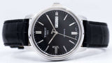 Tissot Automatics III Day Date Black Dial Black Leather Strap Watch For Men - T065.430.16.051.00 Authentic Buy Shop Now