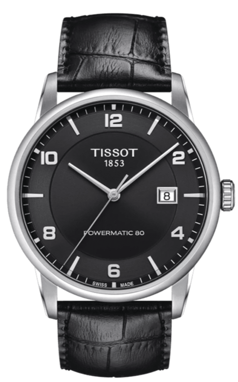 Tissot Luxury Powermatic 80 Black Dial Black Leather Strap Watch For Men - T086.407.16.057.00 Authentic Buy Shop Now