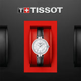 Tissot T Lady Flamingo Mother of Pearl White Dial Black Leather Strap Watch for Women - T094.210.16.111.00 Authentic Buy Shop Now