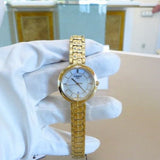 Tissot Flamingo Mother of Pearl White Dial Gold Steel Strap Watch For Women - T094.210.33.111.00 Authentic Buy Shop Now