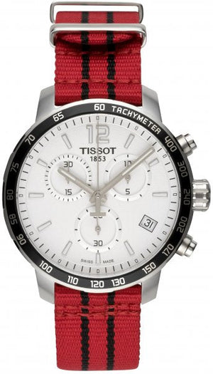 Tissot Quickster Chronograph NBA Chicago Bulls White Dial Red NATO Strap Watch For Men - T095.417.17.037.04 Authentic Buy Shop Now