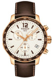 Tissot Quickster Chronograph White Dial Brown Leather Strap Watch For Men - T095.417.36.037.02 Authentic Buy Shop Now