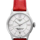 Tissot Chemin Des Tourelles Automatic Mother of Pearl White Dial Red Leather Strap Watch For Women - T099.207.16.118.00 Authentic Buy Shop Now