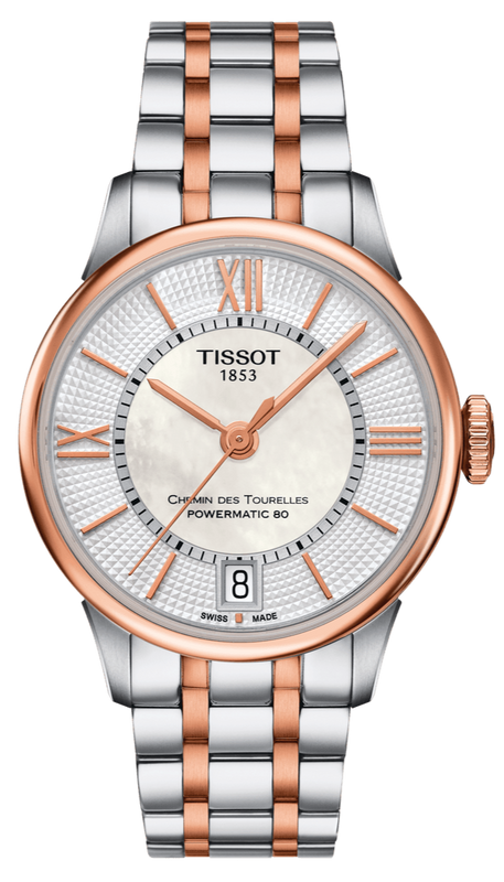 Tissot Chemin Des Tourelles Powermatic 80 Helvetic Price Lady Silver Dial Two Tone Steel Strap Watch For Women - T099.207.22.118.01 Authentic Buy Shop Now