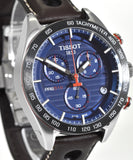 Tissot PRS 516 Chronograph Blue Dial Brown Leather Strap Watch For Men - T100.417.16.041.00 Authentic Buy Shop Now