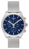 Tissot PR 100 Chronograph Blue Dial Silver Mesh Bracelet Watch for Men - T101.417.11.041.00 Authentic Buy Shop Now